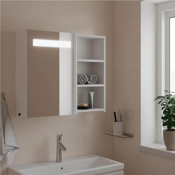 Bathroom Mirror Cabinet with LED Light White 60x13x52 cm vidaXL