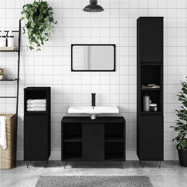 Bathroom Cabinet Black 80x33x60 cm Engineered Wood vidaXL