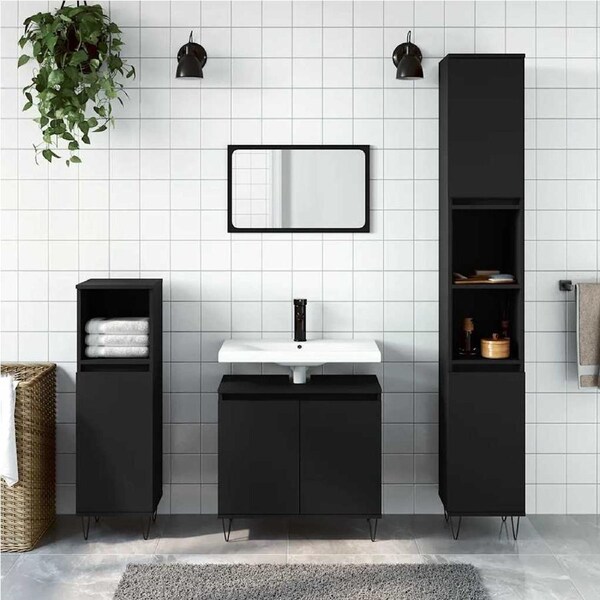 Bathroom Cabinet Black 58x33x60 cm Engineered Wood vidaXL