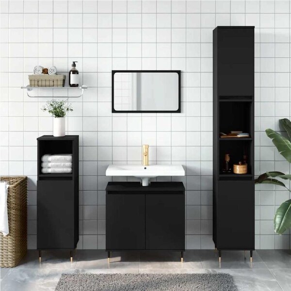 Bathroom Cabinet Black 58x33x60 cm Engineered Wood vidaXL