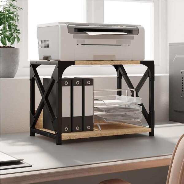 Printer Stand 2-Tier Sonoma Oak 44x26x31.5 cm Engineered Wood vidaXL
