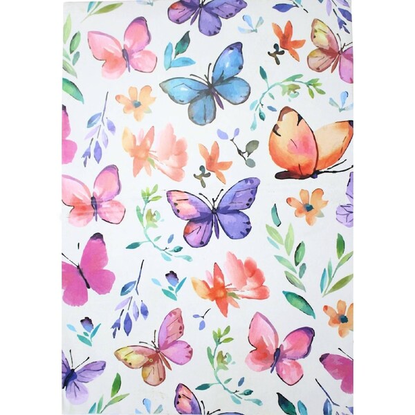 Watercolour Butterflies and Flowers Wrapping Paper (1 Sheet)