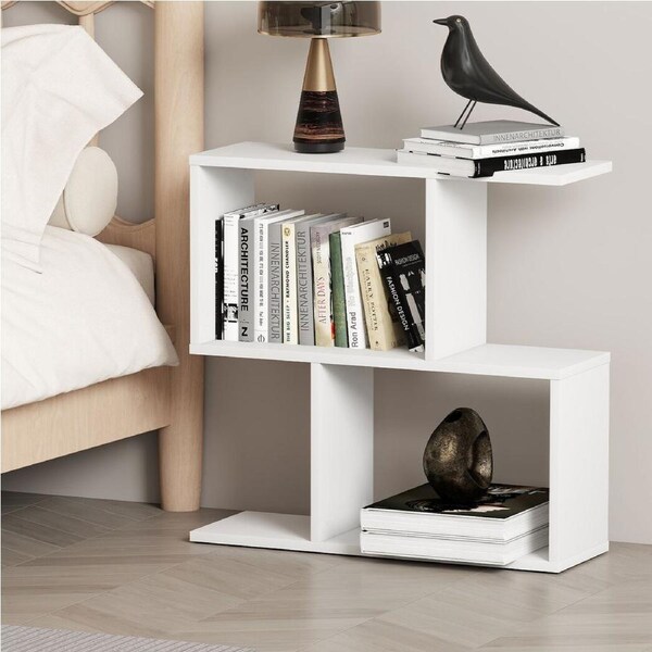 Levede Slim Side Narrow Table 2 Tier Modern Bedside Table White Nightstand