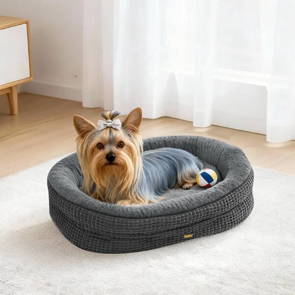 Pawz Orthopedic Plush Dog Bed Soft Washable Pet Bed Grey Cosy Cushion S Size