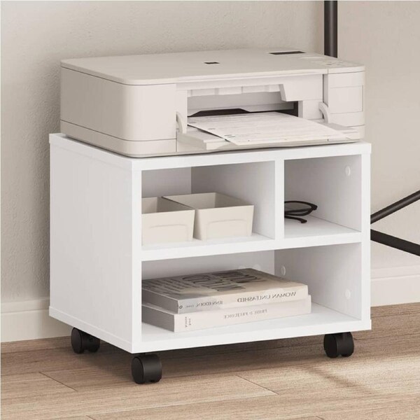 Printer Stand with Wheels White 41x32x34.5 cm vidaXL