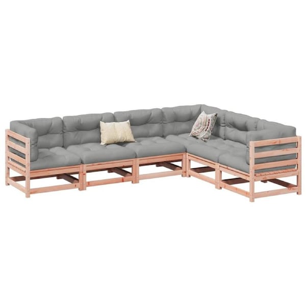 6 Piece Garden Sofa Set with Cushions Solid Wood Douglas Fir vidaXL
