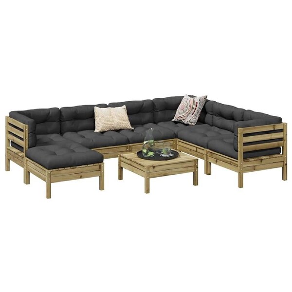 8 Piece Garden Sofa Set with Cushions Impregnated Wood Pine vidaXL
