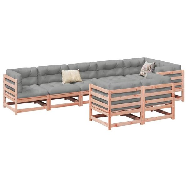 8 Piece Garden Sofa Set with Cushions Solid Wood Douglas Fir vidaXL