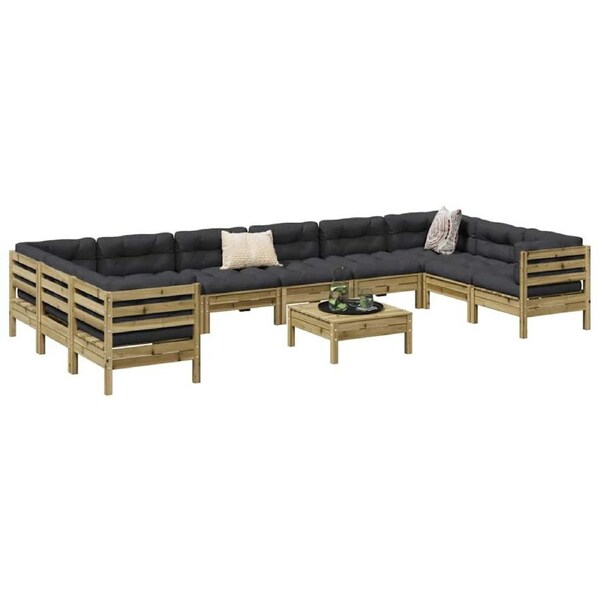 11 Piece Garden Sofa Set with Cushions Impregnated WoodÂ&nbsp;Pine vidaXL