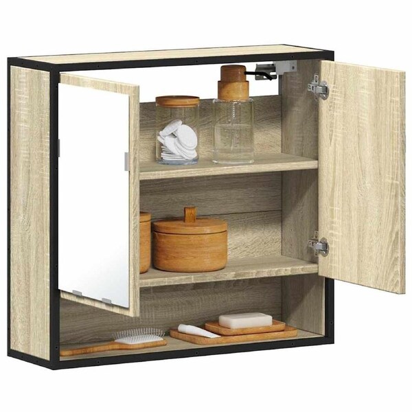 Bathroom Mirror Cabinet Sonoma Oak 65x20x60 cm Engineered Wood vidaXL