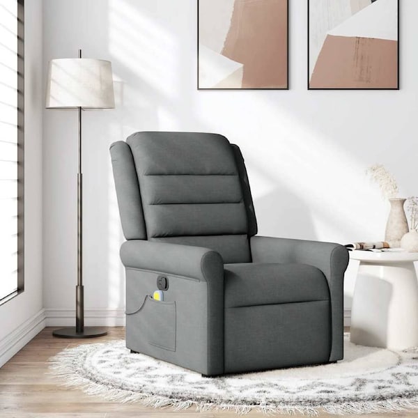 Massage Recliner Chair Dark Grey Fabric vidaXL