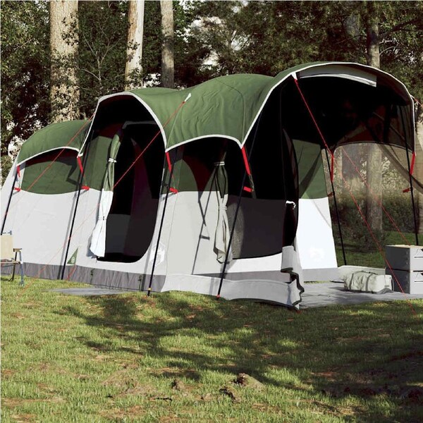 Family Tent Tunnel 8-Person Green Waterproof vidaXL