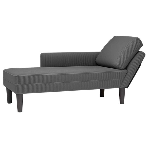 Chaise Lounge with Pillow Dark Grey Corduroy Fabric vidaXL