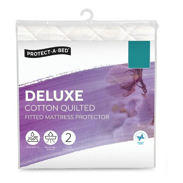 Protect-A-Bed Deluxe Cotton Quilted Fitted Waterproof Mattress Protector - Queen