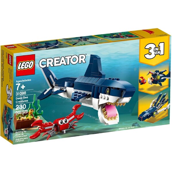 LEGO 31088 Deep Sea Creatures 3-in-1 Shark, Squid, Anglerfish Building Set