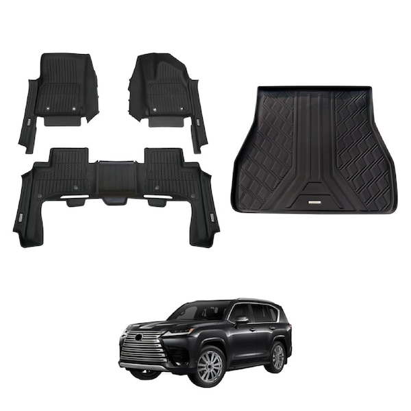 7D Injection Floor Mats Boot Liner for LEXUS LX Series LX500d LX600 5-Seat 2021-2025