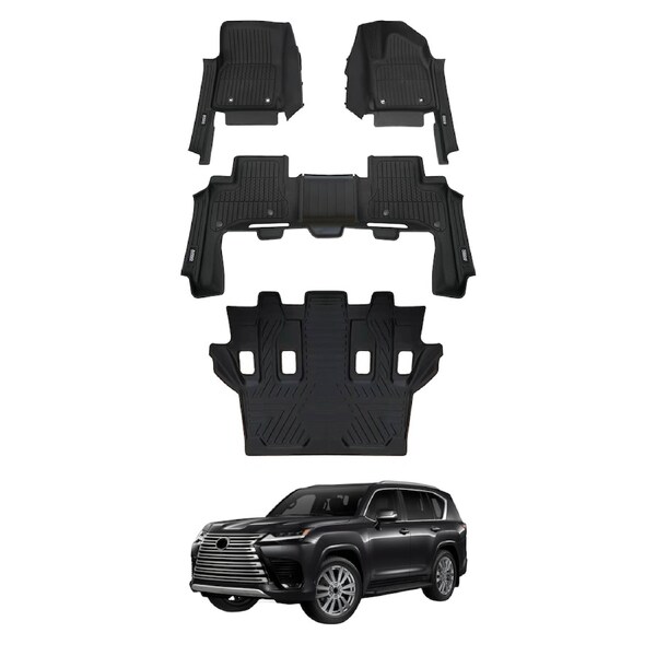 7D 3 Rows Injection Floor Mats for LEXUS LX Series LX500d LX600 7-Seat 2021-Onwards