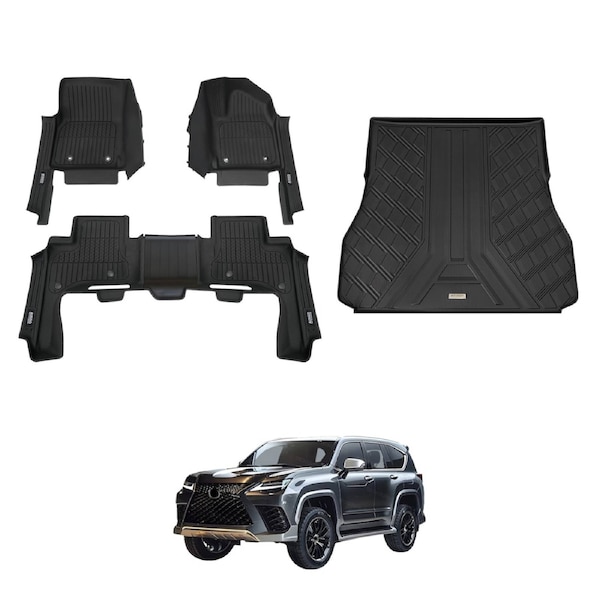7D Injection Floor Mats Boot Liner for LEXUS LX Series LX500d LX600 5-Seat 2025-Onwards