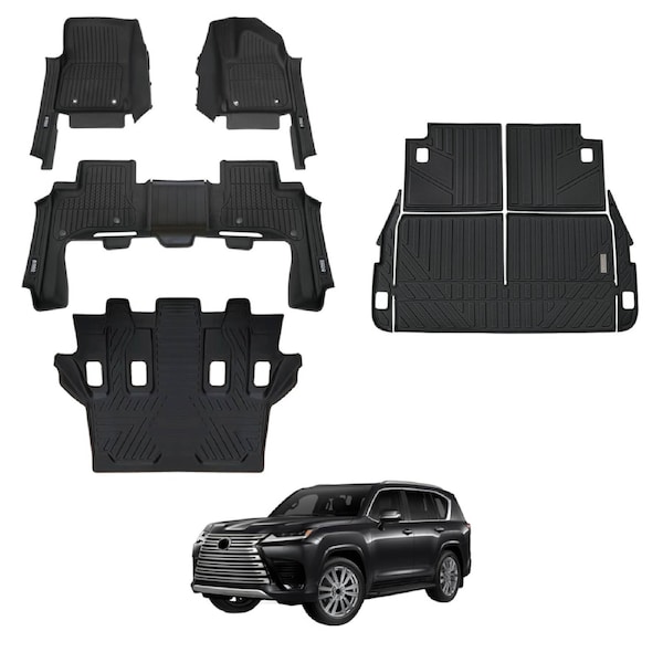7D Injection Floor Mats Boot Liner for LEXUS LX Series LX500d LX600 7-Seat 2021-Onwards