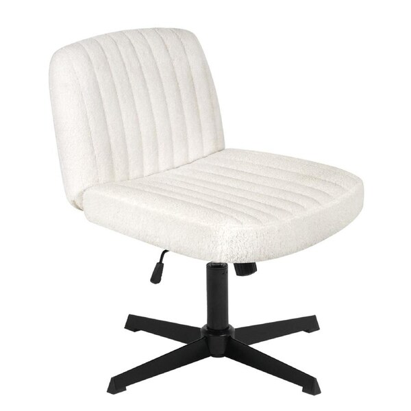 Advwin Office Chair Criss-Cross Desk Chair Vanity Chair Cross-Legged Computer Lounge Chair, White