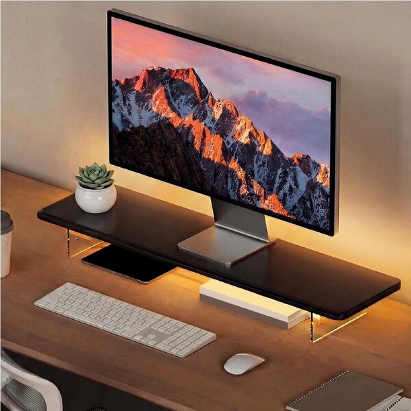 Advwin Black Monitor Stand with Acrylic Leg