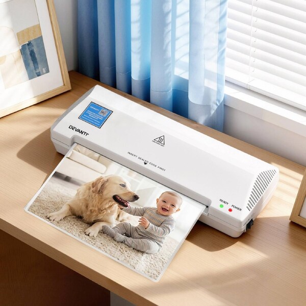 Devanti A4 Laminator Machine for Office School Home Document Photo Card Handmade A4 A5 A6 White