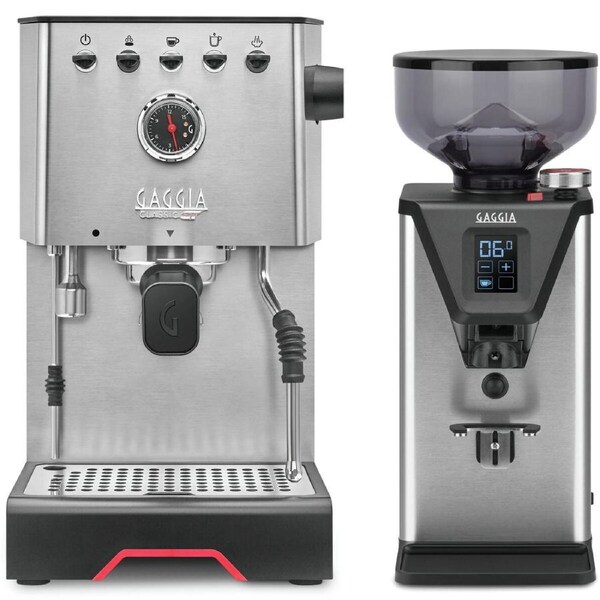 Gaggia Classic GT Series Stainless Steel Coffee Machine & Coffee Grinder Package