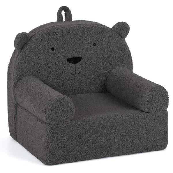 Giantex Kids Toddler Bear Foam Sofa w/Soft Plush Teddy Fleece Cover Cozy Floor Chair w/Armrests & Backrest Perfect Ideal Birthday & Christmas Gift Gray