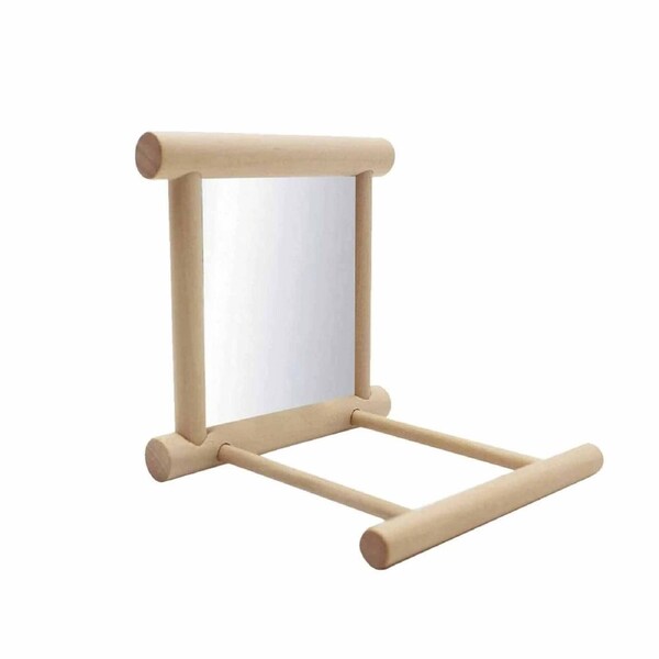 Birds Mirror With Perch Toy Stand Bird Toy for Parrot Parakeets Cockatiels Cage