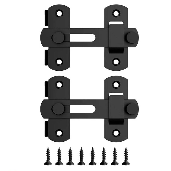 2x Stainless Steel Gate Latches Flip Latch Bolt Latch Lock for Safety Door Black