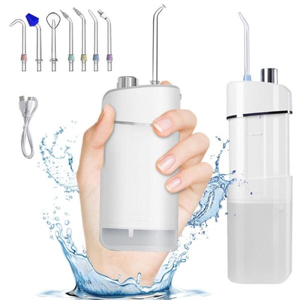 Nevenka Portable Water Flosser Rechargeable Oral Irrigator with Telescopic Water Tank IPX7 Waterproof Dental Teeth Cleaner