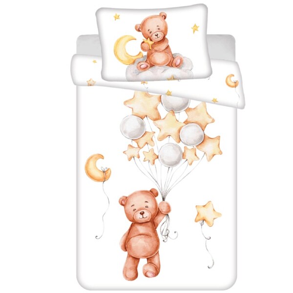 Sweet Home Balloon Bear Cotton Quilt Cover Set - Toddler Bed Size