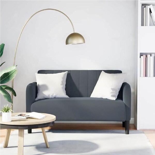 Loveseat Sofa Dark Grey 109 cm Velvet vidaXL