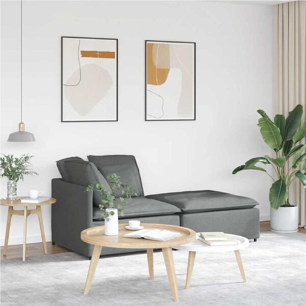 Modular Sofa with Footstool&Cushions Fabric Dark Grey vidaXL