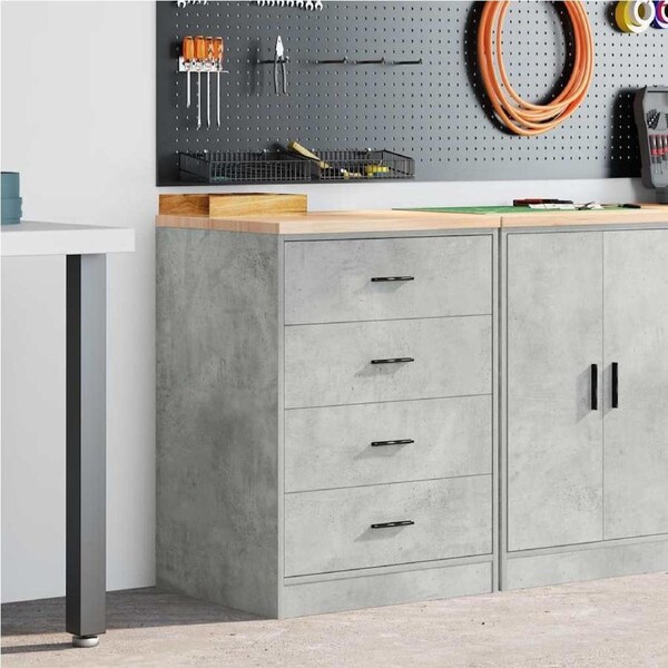 Garage Storage Cabinet Concrete Grey 60x51x85 cm Solid Wood Pine vidaXL
