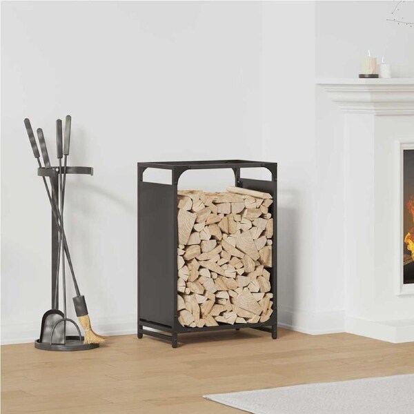 Firewood Rack Black 44x28x65 cm Cold-rolled steel vidaXL