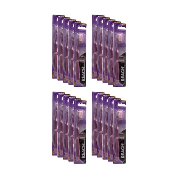 20PK Reach Ultimate Care Toothbrush W/ 14-Degree Angled Neck Soft Asstd Colours