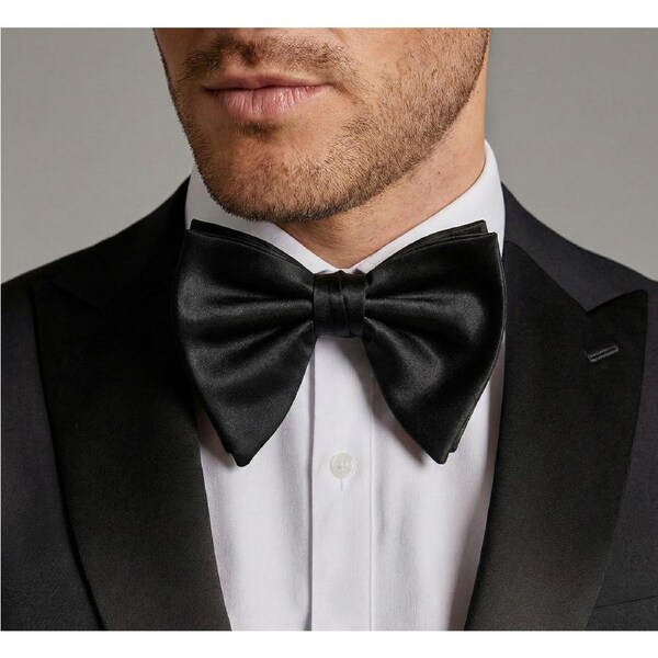 Formalaties Luxury Butterfly Jumbo Oversized Satin Bow Tie in Black