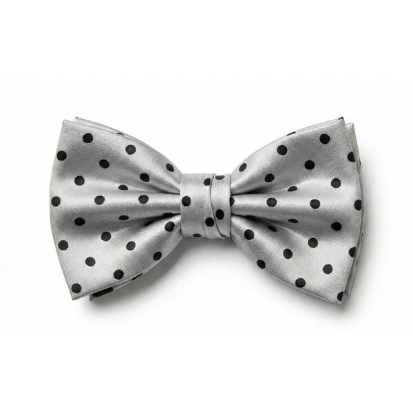 Formalaties Luxury Satin Polka Dot Bow Tie in Silver/Black