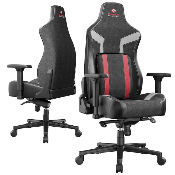 Eureka Python II GC08 Black/Red Ergonomic Chair - Adjustable Lumbar Support & Breathable Mesh - Ideal for Home Office