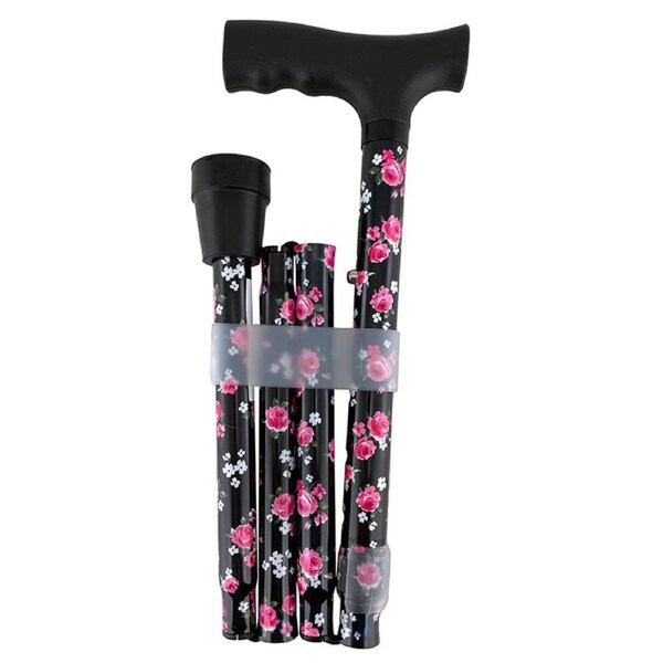 Surgical Basics Walking Stick Rose Design Folding Adjustable 73-85cm