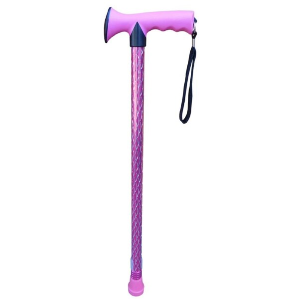 Surgical Basics Walking Stick Pink Engraved Soft Grip Handle Adjustable 68-90cm