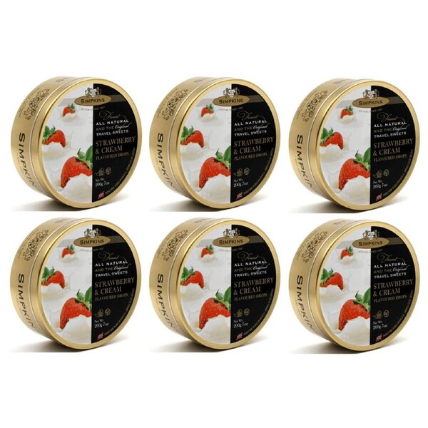 Simpkins Strawberry & Cream Drops 200g x 6 Tins