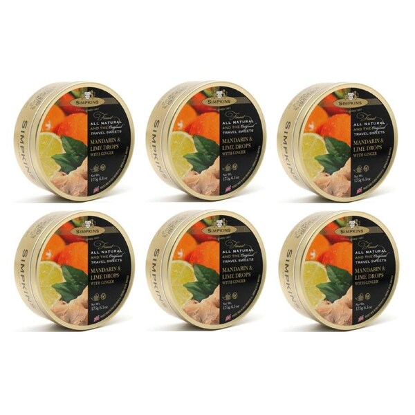 Simpkins Mandarin Lime Drops 200g x 6 Tins