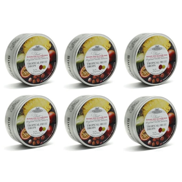 Simpkins Sugar Free Tropical Drops 200g x 6 Tins
