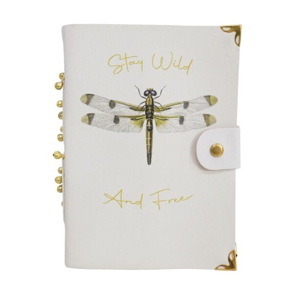LVD Leather Notebook Journal With Stay WIld & Free Dragonfly 13x18cm