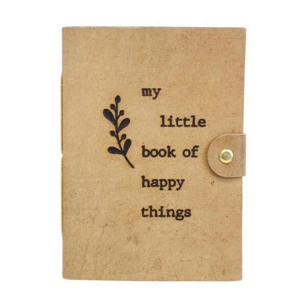 LVD Brown Leather Happy Things Writing Notebook Journal 13x18cm