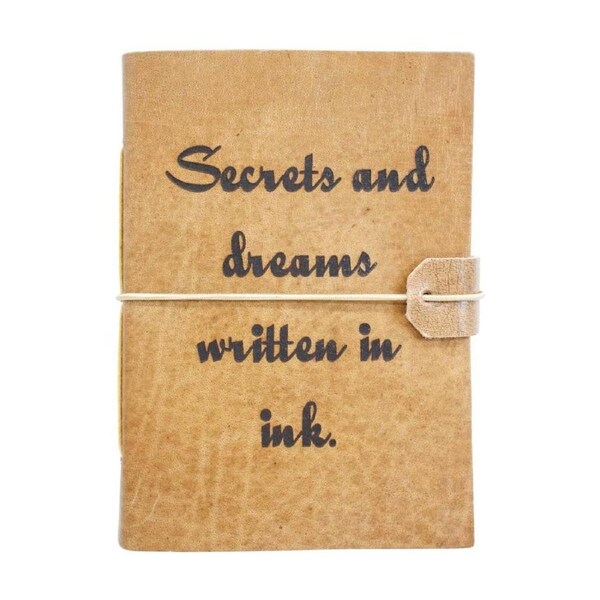 LVD Brown Leather Written In Ink Writing Notebook Journal 13x18cm