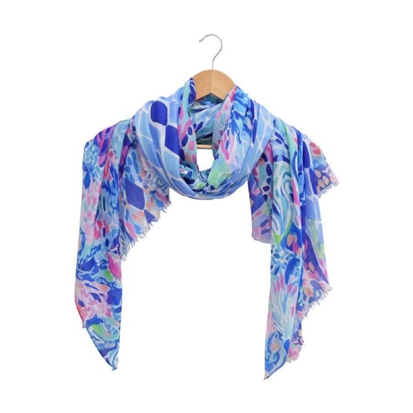 LVD Womens Fashion Soft Scarf Lightweight 90x180cm Tropics Blues