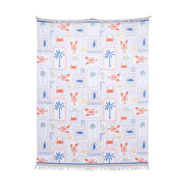 LVD Blue/Red Microfibre Lobster Beach Towel Extra Large 150x200cm